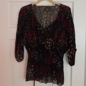 Black floral Anthropologie blouse